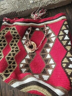 Wayuu Tribe Red, Brown & White Handwoven Shoulder Bag